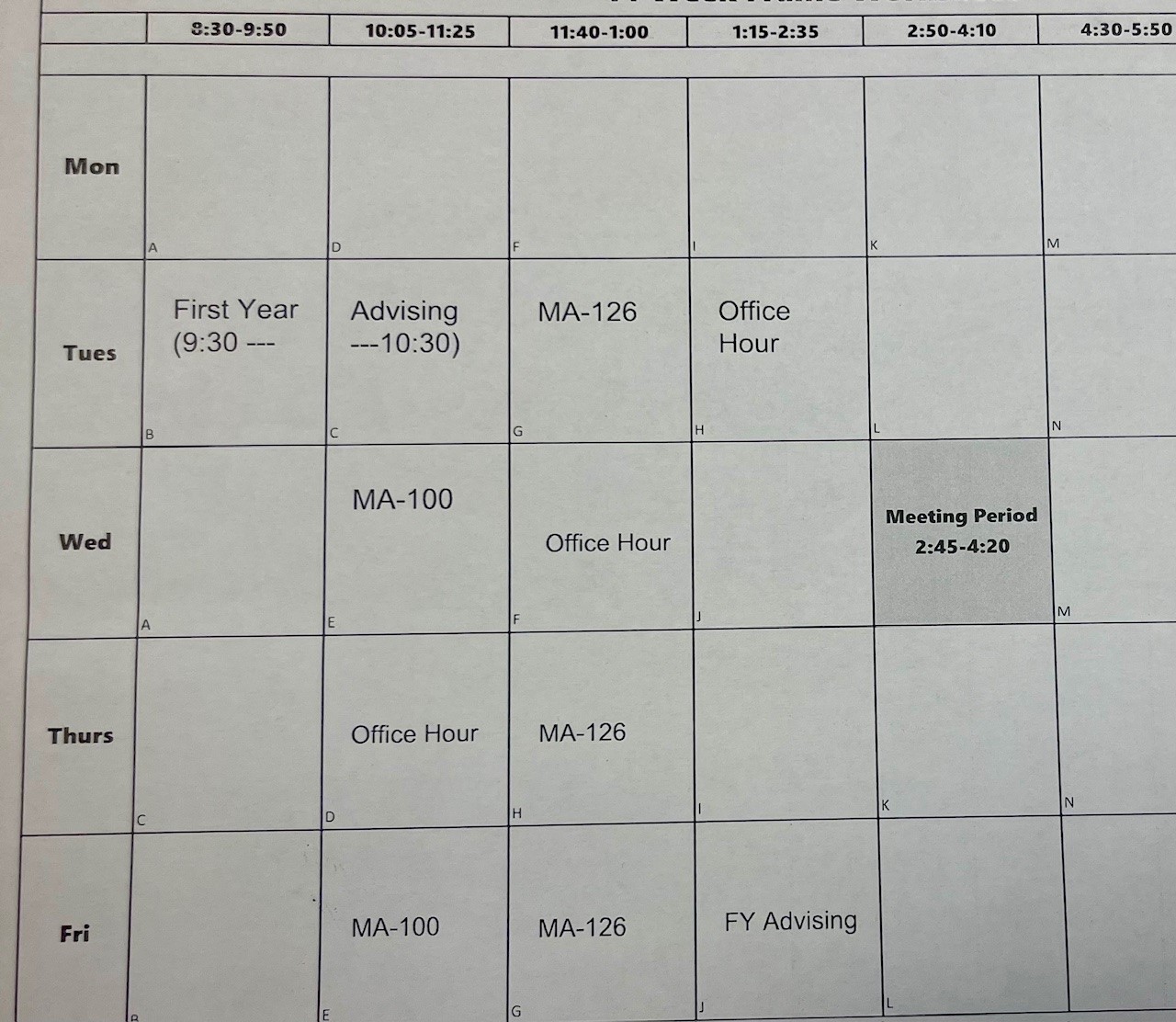 Fall 2025 Schedule