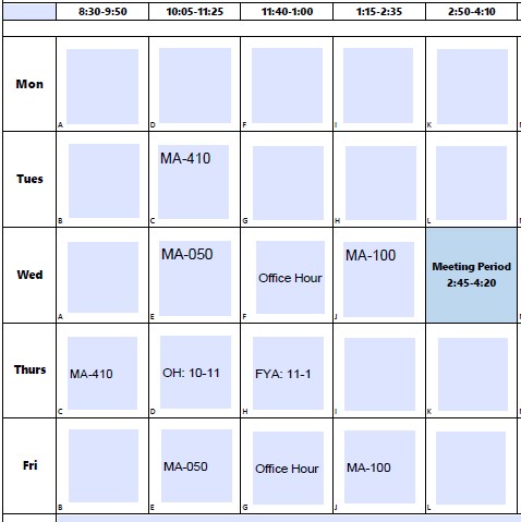 Fall 2026 Schedule