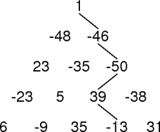 number-triangle paths