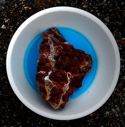 a stone in a bowl