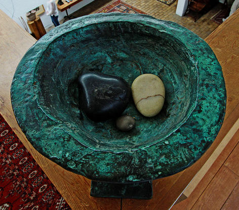 a stone in a bowl