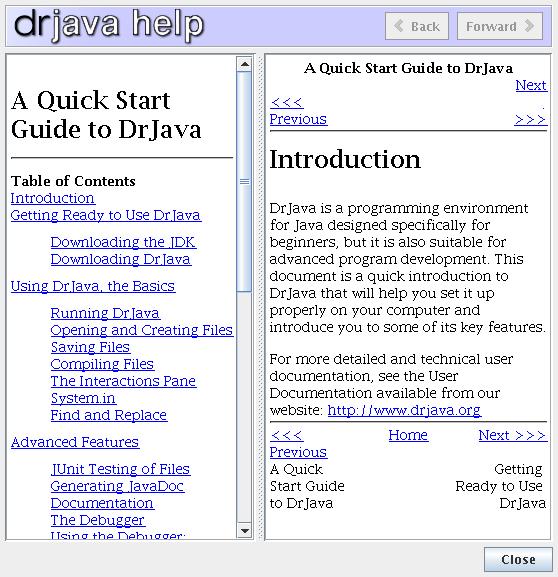 drjava quick help