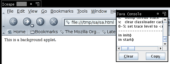 the first half of the applet life cycle