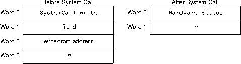 write sys call arguments and results