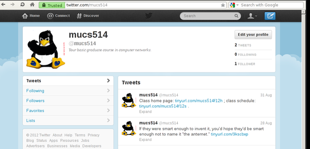 twitter page
