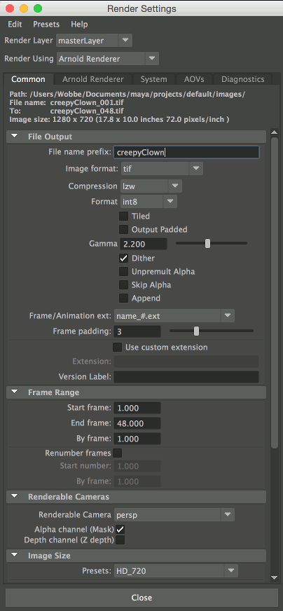 Maya Render Settings